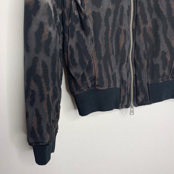 ALLSAINTS Sinai Leopard Print Silk Bomber Jacket Womens Small - Picture 3 of 16